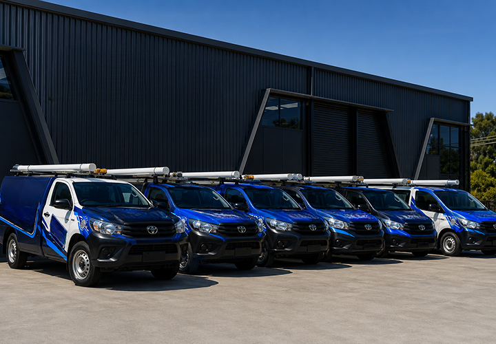 Fleet of Beaumont Hills Blocked Drains plumbing vans