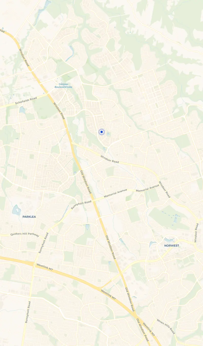 Map of the Beaumont Hills service area and the surrounding suburbs we cover.