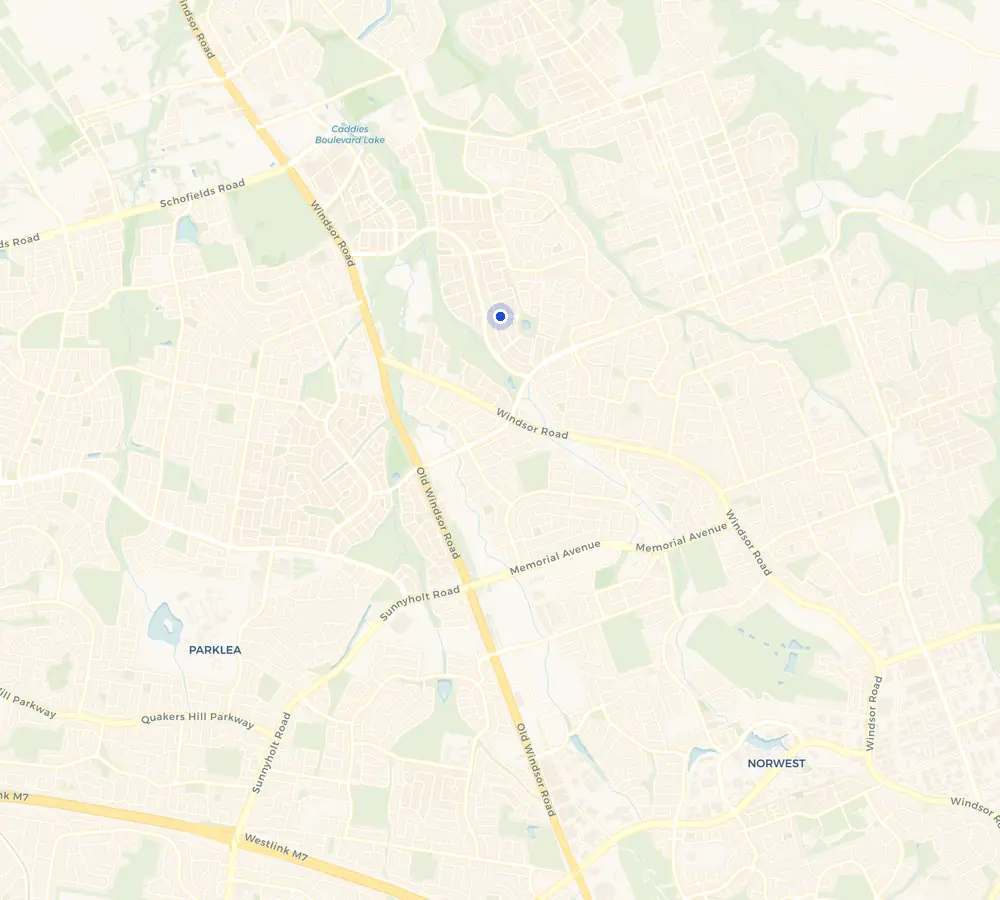 Map of the Beaumont Hills service area and the surrounding Hills District, showing Beaumont Hills and the nearby streets we cover.