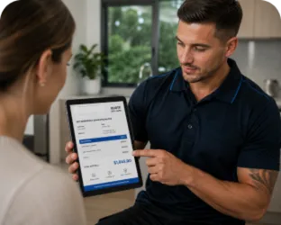 Plumber explaining a service estimate in Beaumont Hills