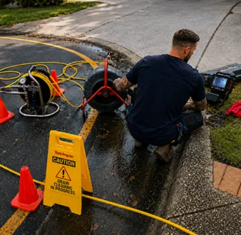 Repairing a burst drain pipe at a Beaumont Hills home